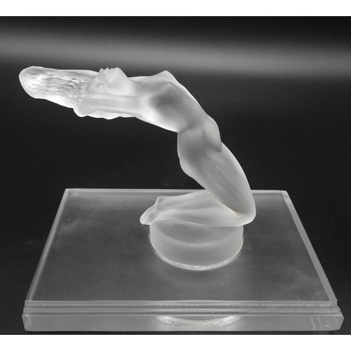 511 - a RENE LALIQUE CHRYSIS NUDE BOOKEND, signed on corner edge of plinth, 12cm high