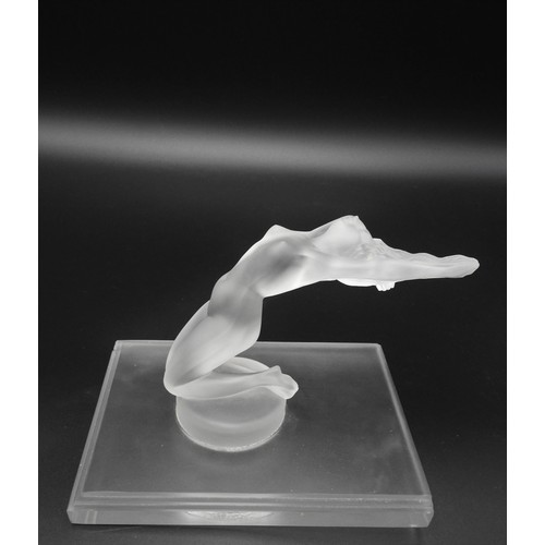 511 - a RENE LALIQUE CHRYSIS NUDE BOOKEND, signed on corner edge of plinth, 12cm high