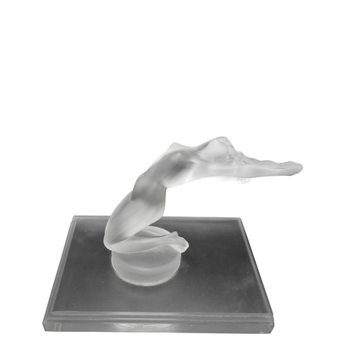 511 - a RENE LALIQUE CHRYSIS NUDE BOOKEND, signed on corner edge of plinth, 12cm high