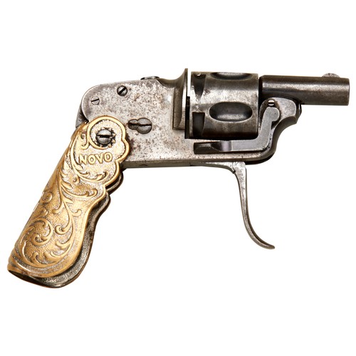 112 - A NOVO 6.35 MM CALIBRE DOUBLE ACTION FIVE SHOT RIM FIRE REVOLVER with hinged trigger and folding pre... 