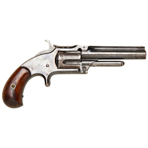 117 - A SMITH & WESSON 1 1/2 .32 CAL FIVE SHOT RIMFIRE PISTOL with good original blued finish and wood... 