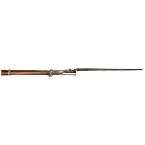 121 - AN ENFIELD PATTERN 1953 PERCUSSION MUSKET the three band barrel with adjustable back sight, ramrod a... 