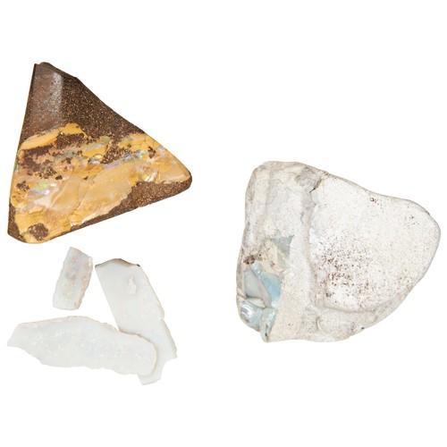 133 - A PIECE OF OPAL IN A NATURAL MATRIX another piece and three slithers of polished opalPROVENANCE: The... 