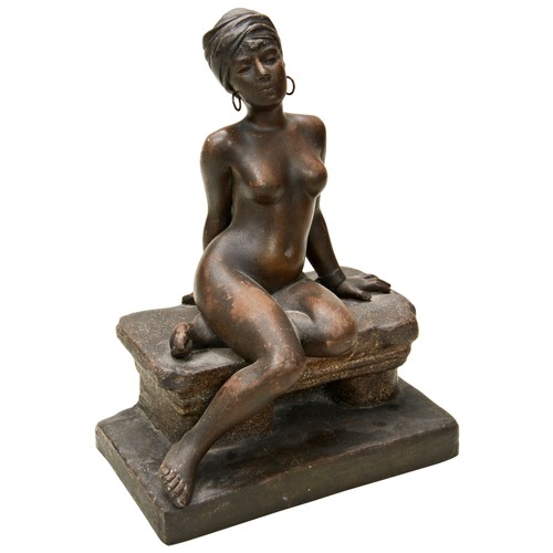 315 - AFTER E. VILLANIS: THE SHACKLED SLAVE GIRL a spelter patinated figure, signed.26 x 19 cmsPROVENANCE:... 