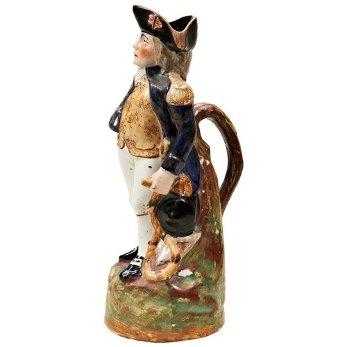 322 - A LATE STAFFORDSHIRE POLYCHROME TOBY JUG FIGURE OF NELSON C190029 cmsPROVENANCE: The David Stainthor... 