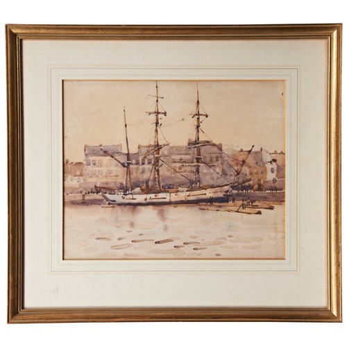 226 - J.H. POWELL, CLIPPER IN FULL SAIL, watercolour, 20th century and another watercolour of a three mast... 