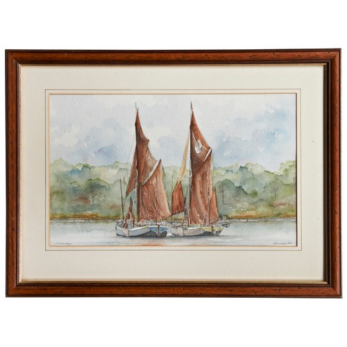 230 - DAVID C. BELL, THE LINCOLN CASTLE, on a calm sea, watercolour, 20th century and another of sailing b... 