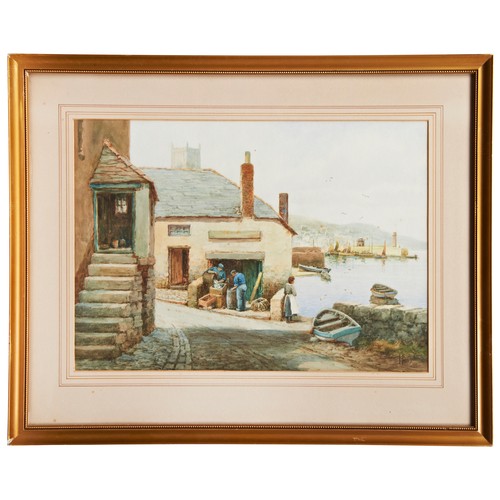 248 - FREDERICK PARR, 'ST. IVES', watercolour harbour scene with fisher folk and another by Frederick Parr... 