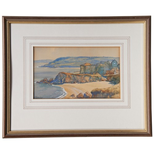 256 - A. STEPHENSON, DISTANT COASTAL ESTUARY VIEW with clippers and steam ships, watercolour, signed in pe... 