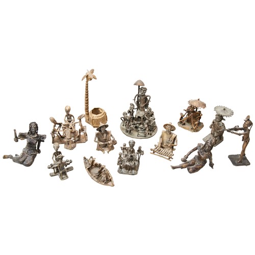 72 - A COLLECTION OF ASHANTI BRONZE FIGURAL GROUPS gold weights and other items. 20th centuryPROVENANCE: ... 