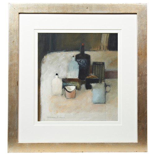 266 - SALLIANN PUTNAM RWS NEAC, 'POTS ON THE WHITE TABLE', watercolour and gouache.32 x 29 cmsPROVENANCE: ... 