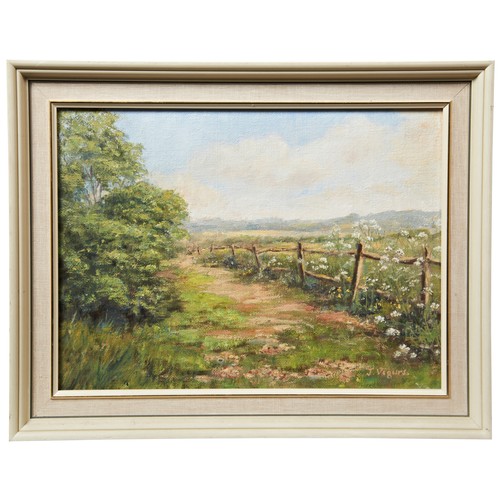 270 - FIGURES IN A LANDSCAPE, oil on canvas, late 19th/early 20th century; J. Vigurs, ‘View from Bury’, oi... 