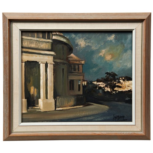 273 - ENGLISH SCHOOL, TREES IN A LANDSCAPE, oil on board, 20th century, a building portico, oil on board a... 