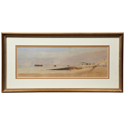 285 - BRIGHTON CHAIN PIER, watercolour, pencil inscription for 1870 with indistinct signature. 15 x 44 cms... 