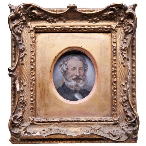 297 - MINIATURE PORTRAIT OF A VICTORIAN GENTLEMAN with inscriptions verso ‘Thomas Ware of Bassing bourne a... 