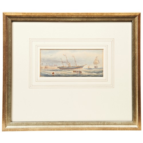 217 - C.P. WILLIAMS H.M. STEAM YACHT FAIRY, 'leaving Portsmouth for Osborne, I.O.W.', watercolour with old... 