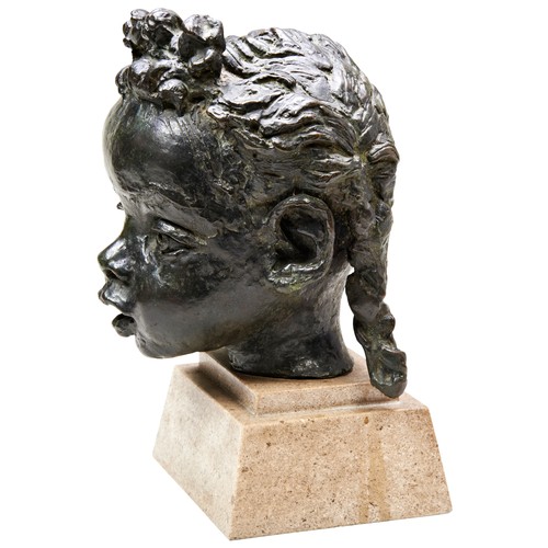 544 - JACOB EPSTEIN: YOUNG PORTRAIT BUST OF A GIRL named ‘Piccaninny’ by the artist (1940), mounted on a s... 