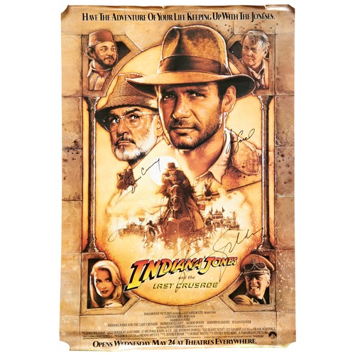 504 - INDIANA JONES AND THE LAST CRUSADE, signed poster c1989 with autographs from Harrison Ford, Michael ... 