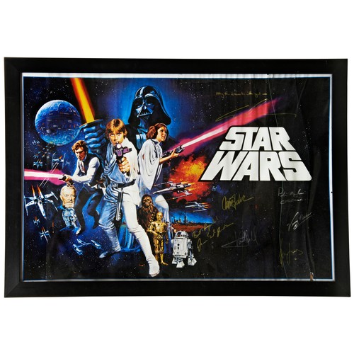 498 - STAR WARS: A PYRAMID INTERNATIONAL ‘NEW HOPE’ STYLE POSTER signed by various members of the cast inc... 