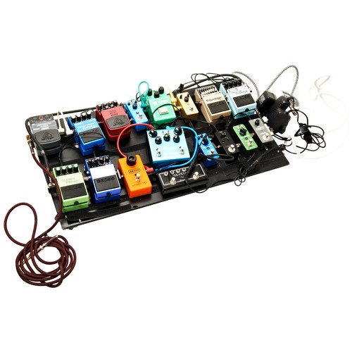 524 - A CUSTOM GUITAR PEDAL BOARD COMPRISING 17 PEDALS including an MXR Phase 90, Boss Compressor Sus... 