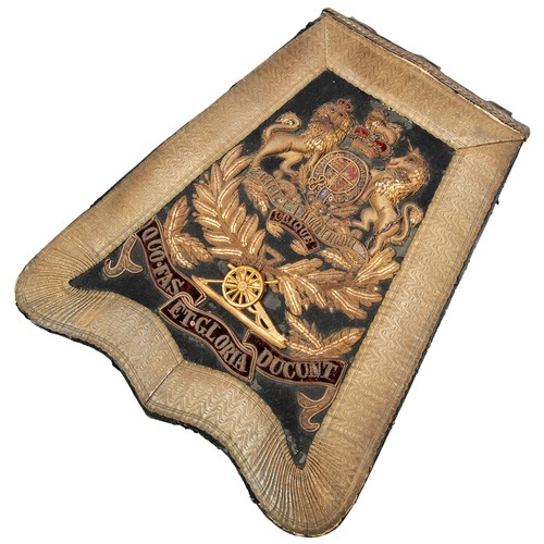 418 - A VICTORIAN ROYAL ARTILLERY FULL DRESS OFFICER SABRETACHE with bullion thread embroidery.34 cms high... 