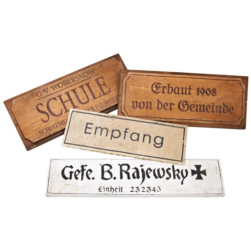 503 - FURY: A COLLECTION OF FIVE FILM PROP SIGNS IN GERMAN FROM THE 2014 FILM FURY STARRING BRAD PITT.&nbs... 