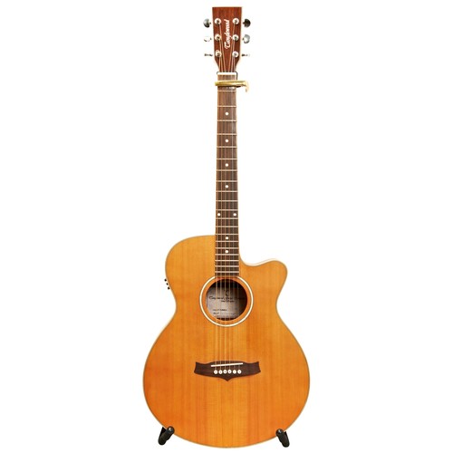 541 - A TANGLEWOOD MODEL II EVOLUTION ACOUSTIC/ELECTRIC GUITAR with strap and capo.