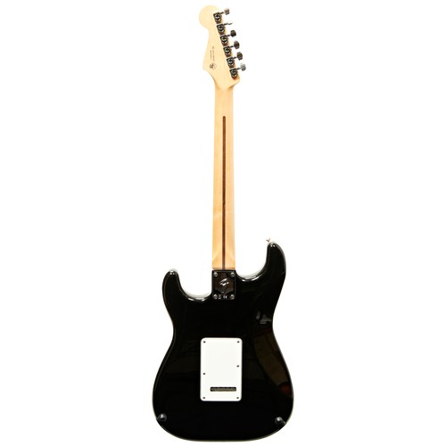 532 - A FENDER PLAYER STRATOCASTER HSS in black with rosewood fretboard, tremolo arm, fender strap an... 