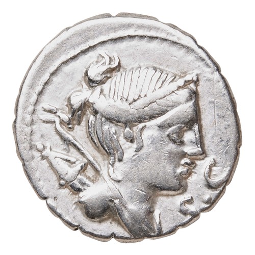 549 - CLAUDIUS NERO AR DENARIUS, ROMAN REPUBLIC 79 BC, Ti, Clavd, Ti.f AP.n, with bust of Diana.PROVENANCE... 