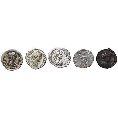 557 - CARACALLA (198-217) AR DENARIUS VOTA SVSCEPTA XX Caracalla Sacrificing over a tripod, three Caracall... 