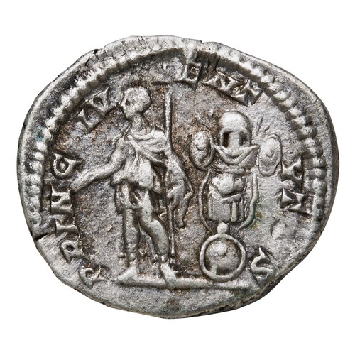 558 - GETA AS CAESAR (209-212) AR DENARIUS Rome Mint, PRINC INVVENTVTIS, with Emperor standing with arms.P... 