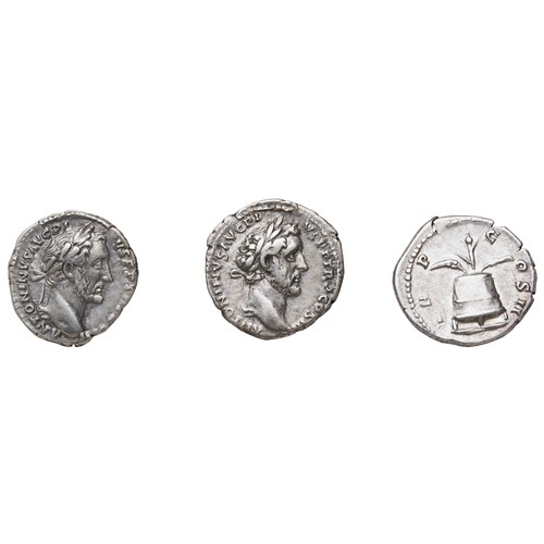 563 - ANTONINUS PIUS (138-161) AR DENARIUS with Vesta standing and two other Pius AR denarii.PROVENANCE: A... 