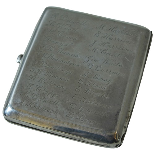 459 - WOMEN’S FOOTBALL: A SILVER CIGARETTE CASE BY W.H. HASELER, BIRMINGHAM 1919, engraved ‘Presented to M... 