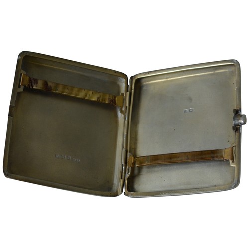 459 - WOMEN’S FOOTBALL: A SILVER CIGARETTE CASE BY W.H. HASELER, BIRMINGHAM 1919, engraved ‘Presented to M... 