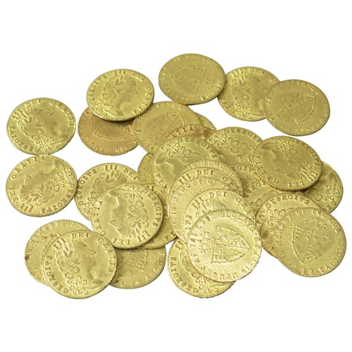 583 - A COLLECTION OF GEORGE III 'SPADE HALF AND FULL GUINEA' BRASS GAMING TOKENS comprising of approximat... 