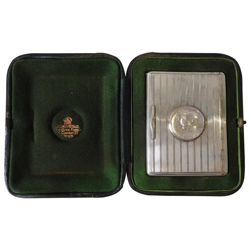 460 - A BURMA POLICE SILVER PRESENTATION CIGARETTE CASE, LONDON 1905, the front inset with a medallion for... 