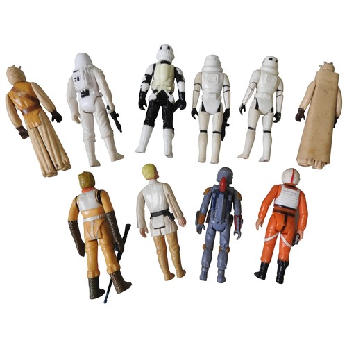 509 - A GROUP OF TEN STAR WARS FIGURES INCLUDING BOBA FETT two Tusken Raiders, X-Wing Pilot with gun, Luke... 