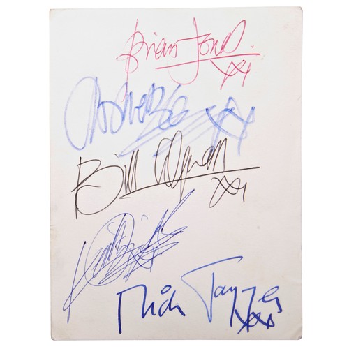 495 - THE ROLLING STONES: A GOOD SET OF AUTOGRAPHS ON THE BACK OF A BLACK AND WHITE POSTCARD WITH A PORTRA... 