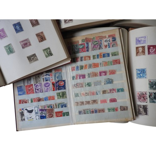 589 - FIVE STAMP ALBUMS, STOCK BOOK AND LOOSE STAMPS