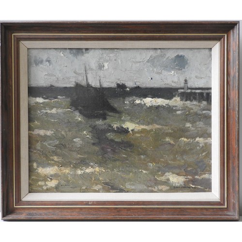 220 - JOHN MICHAUX, GROS TEMPS MER DU NORD, 1910, Oil on Canvas inscribed verso , dated and signed.40 x 49... 