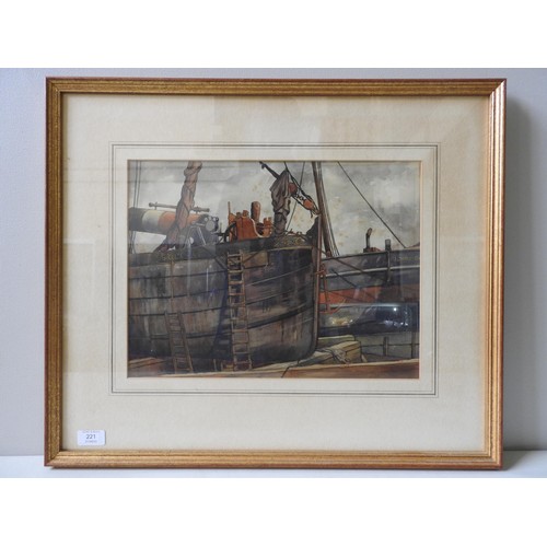 221 - DAVID WILLIAM BURLEY, BOAT PROWS , Watercolour on Paper, printed provenance verso, two unattributed ... 