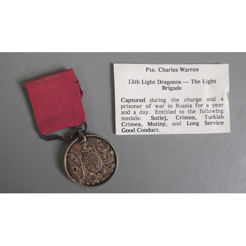 425 - AN LSGC TO PRIVATE CHARLES WARREN, 13TH LIGHT DRAGOONS (THE LIGHT BRIGADE) together with a collectio... 