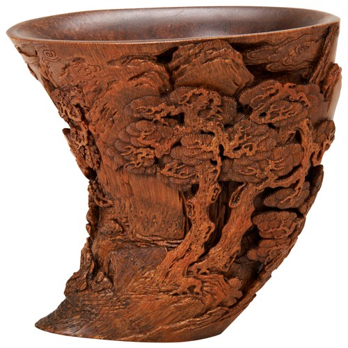 361 - FINE CARVED BAMBOO LIBATION CUPQING DYNASTY, 19TH CENTURYthe sides carved in fine detail with schola... 