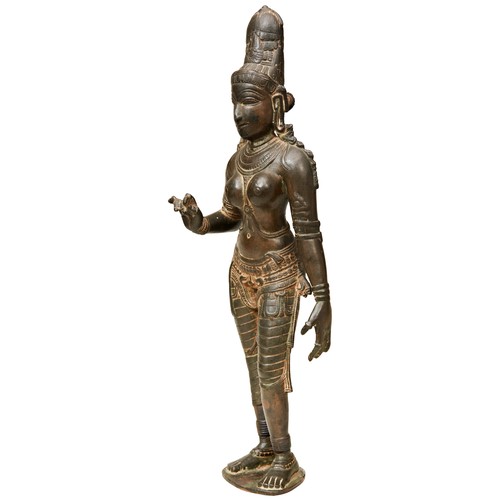 491 - A FINE CHOLA PERIOD BRONZE FIGURE OF PARVATI, CIRCA 12-13TH CENTURYalso known in Southern India as U... 