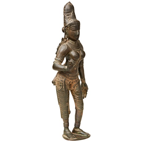 491 - A FINE CHOLA PERIOD BRONZE FIGURE OF PARVATI, CIRCA 12-13TH CENTURYalso known in Southern India as U... 