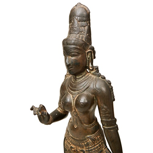 491 - A FINE CHOLA PERIOD BRONZE FIGURE OF PARVATI, CIRCA 12-13TH CENTURYalso known in Southern India as U... 