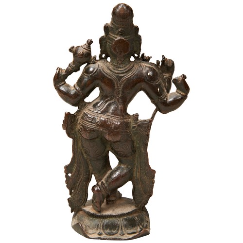 501 - A BRONZE FIGURE OF KRISHNA THE GOD OF LOVE IN VENUGOPALA FORM,16TH/17TH CENTURY depicted in typical ... 