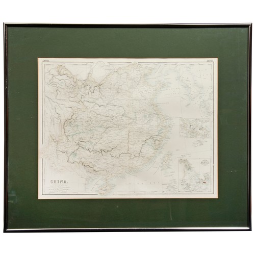 396 - JOHN CARY'S NEW MAP OF CHINA DATED 1801framed, 51cm wide, 47cm high; together with another coloured ... 