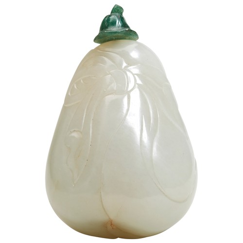 305 - CARVED WHITE JADE PEAR-FORM SNUFF BOTTLEQING DYNASTY, 18TH / 19TH CENTURYIvory Exemption Certificate... 