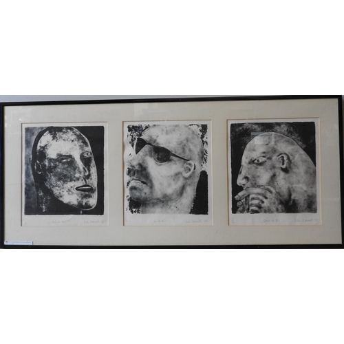 262 - SIAN EDWARDS, 'HEAR NO EVIL, SEE NO EVIL, SPEAK NO EVIL', LITHOGRAPH, 113 x 49 cm